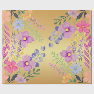 Cadeau Élégant papier d'enveloppement Floral rose or