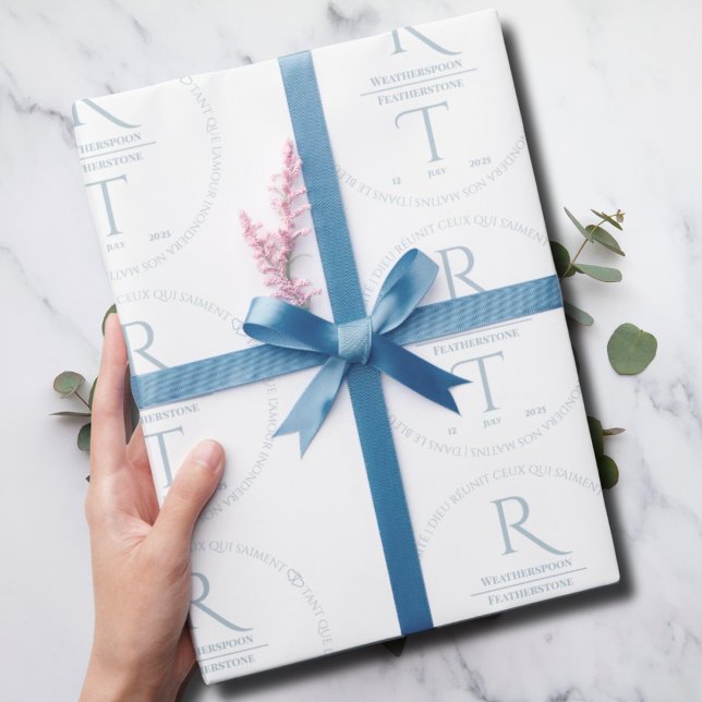 Cadeau Élégant papier d'enveloppement Mariage de monogram (Créateur téléchargé)