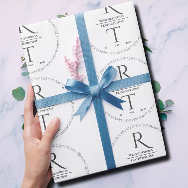 Cadeau Élégant papier d'enveloppement Mariage de monogram (Créateur téléchargé)
