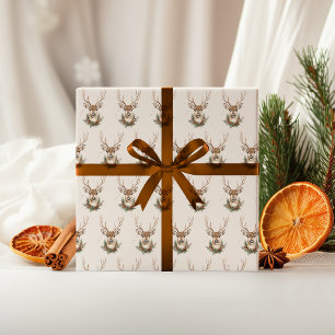 Cadeau Élégant papier d'enveloppement rustique Noël Reind
