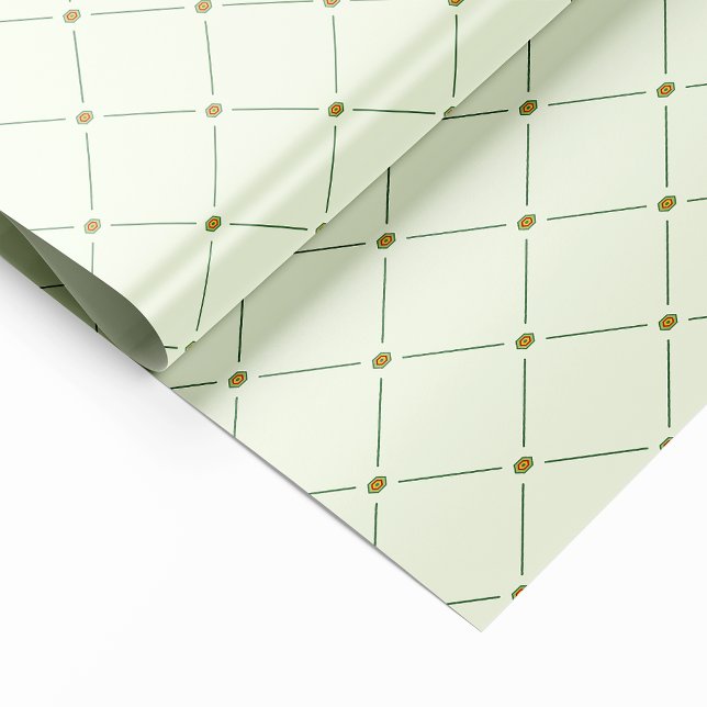 Cadeau Élégant papier d'enveloppement vert rétro (Créateur téléchargé)