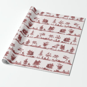 Cadeau Élégant papier toile de Jouy vintage rouge cheval
