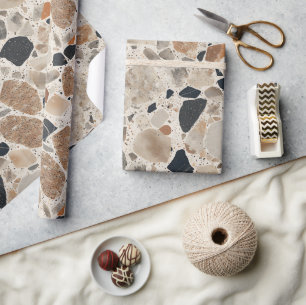 Cadeau Élégant Terrazzo Texturé Enveloppement Papier Roul
