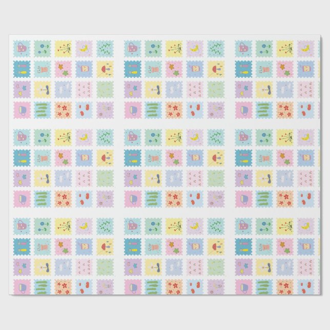 Cadeau Éléments mignons enveloppent le papier (Plat)