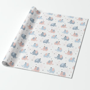 Cadeau Eléphants, Coeurs et Étoiles Envelopper le papier