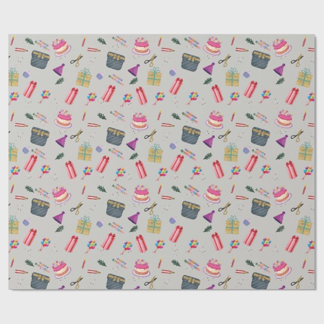 Cadeau Emballage Anniversaire Papier bougies gâteau bonbo (Plat)