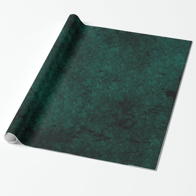 Cadeau Émeraude Vert Rose Damask Goth Papier d'enveloppem (Déroulé)
