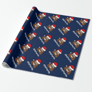 Cadeau emoji de noël poo avec papier d'emballage de chape