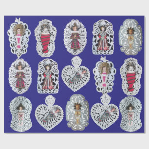 Cadeau Enfant Jésus, Antique Papier de Noël, Bleu