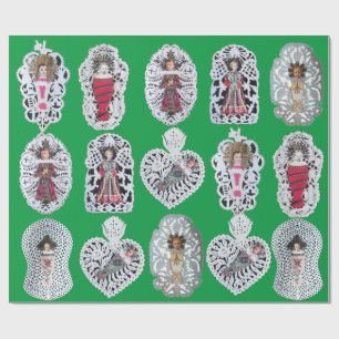 Cadeau Enfant Jésus, Antique Papier de Noël, Vert