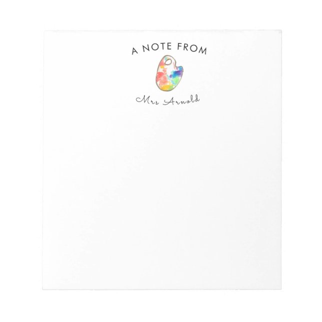 Cadeau enseignant d'art bloc-notes fixe (Devant)