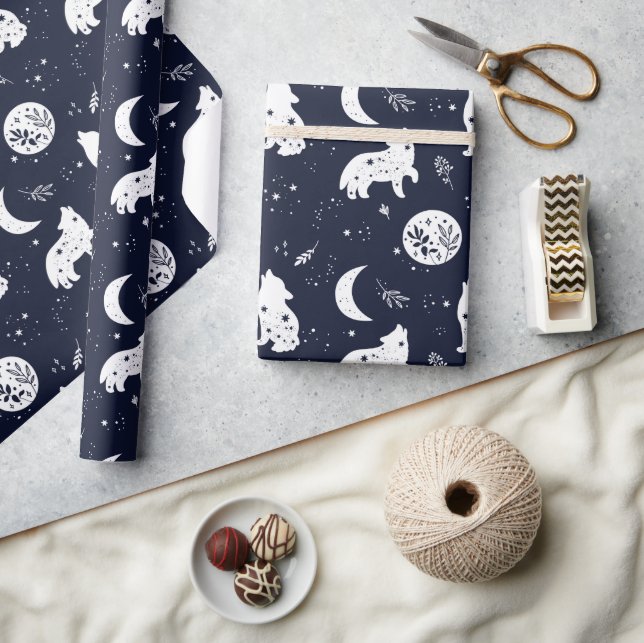Cadeau Ensemble de papier d'emballage Loup hurle vers la  (Artisanat)