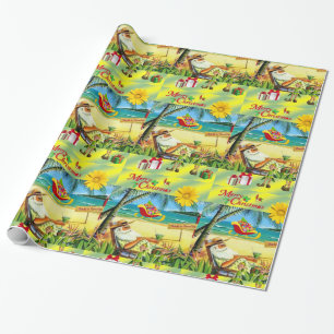 Cadeau Enveloppement de Noël Papier Plage Bum Père Noël