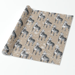 Cadeau Enveloppement de papier Kraft pour loup d'hiver