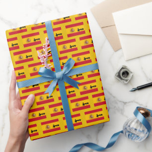Cadeau Espagne Papier à envelopper, drapeau espagnol or p