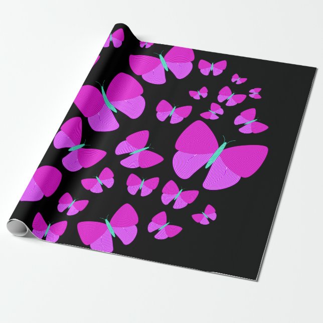 Cadeau Essaim de papier d'emballage de papillons (Déroulé)