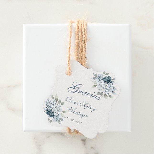 Cadeau Étiquettes Blue de mariage pour souvenirs (En situation)