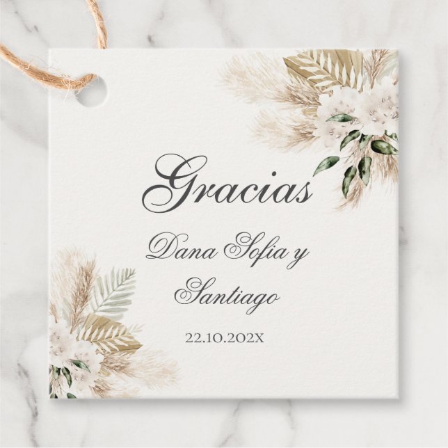 Cadeau Étiquettes Boho de Mariage pour souvenirs (Devant)