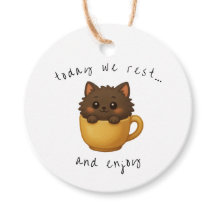 Étiquettes Cadeaux Chat Mignon dans une Tasse | Ét