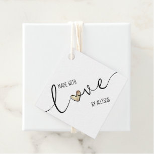 Cadeau Étiquettes Cadeaux Cœur Doré et Typographie Faite 