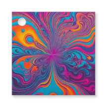Étiquettes Cadeaux Colorées Art Psychédélique Pinc