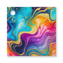 Étiquettes Cadeaux d'Art à l'Encre Marbrée Colorée