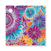 Étiquettes Cadeaux d'Art Batik Floral Coloré