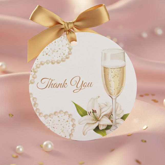 Cadeau Étiquettes Cadeaux de Mariage Élégantes Perles & P (Créateur téléchargé)