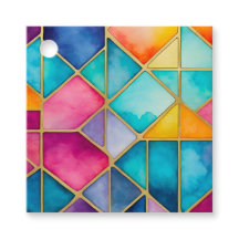 Étiquettes Cadeaux en Verre Coloré Artistiques