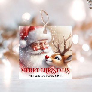 Cadeau Étiquettes Cadeaux Festives Santa et Rudolph pour