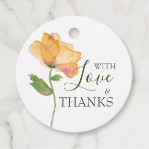 Cadeau Étiquettes Cadeaux Fleurs Aquarelle Orange Peint