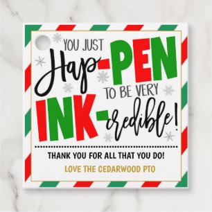 Cadeau Étiquettes cadeaux Merci de stylo de Noël