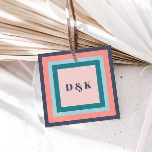 Cadeau Étiquettes Cadeaux Monogramme, Initiales avec Coul