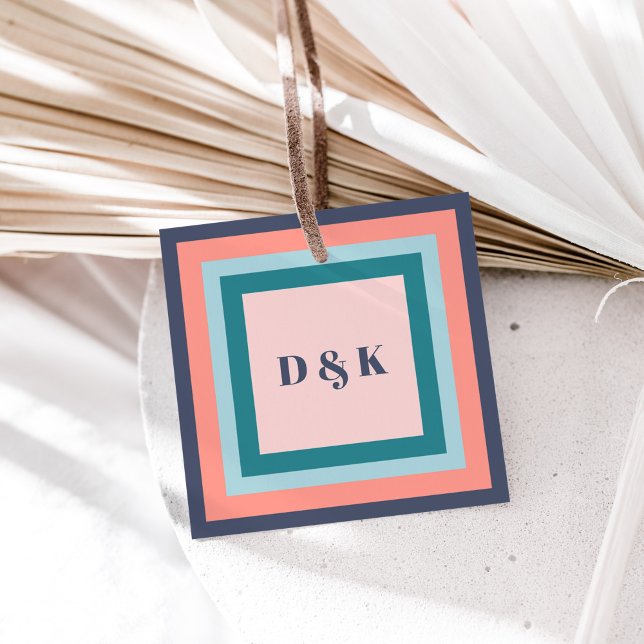 Cadeau Étiquettes Cadeaux Monogramme, Initiales avec Coul (Créateur téléchargé)