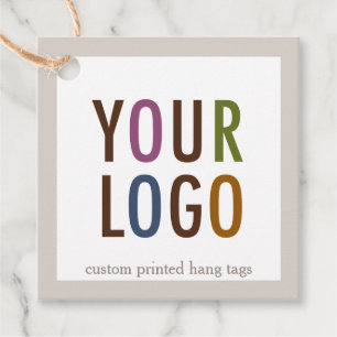 Cadeau Étiquettes carrées 5 cm avec ficelle et logo de l'