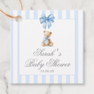 Cadeau Étiquettes de cadeaux de baby shower ours à rayure