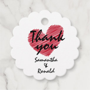 Cadeau Étiquettes de cadeaux de mariage à cœur rouge esqu