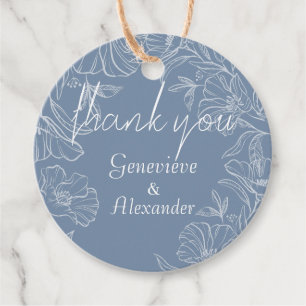 Cadeau Étiquettes de cadeaux de mariage florales en bleu