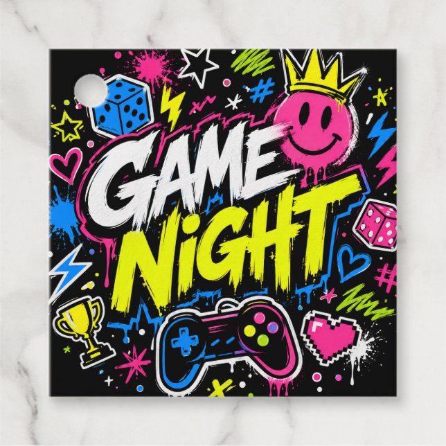 Cadeau Étiquettes de cadeaux de soirée de jeu de graffiti (Devant)