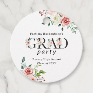 Cadeau Étiquettes de faveur à lettres GRAD florales rose