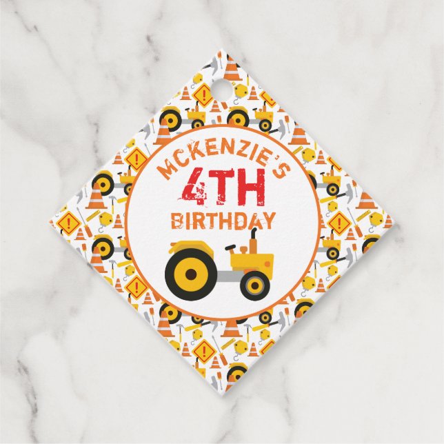 Cadeau Étiquettes de faveur blanches pour fête d'annivers (Devant)