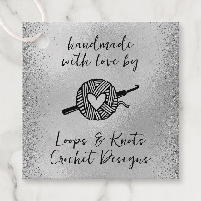 Cadeau Étiquettes de faveur carrées fabriquées avec amour (Devant)