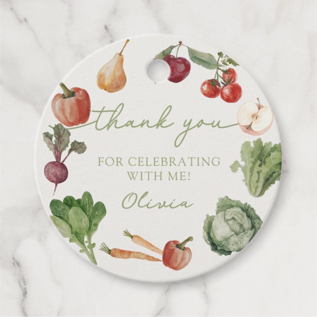 Cadeau Étiquettes de faveur d'anniversaire de légumes du  (Devant)