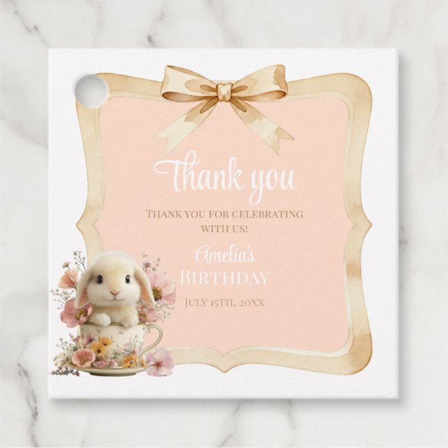 Cadeau Étiquettes de Faveur d'anniversaire Somebunny Fait (Devant)