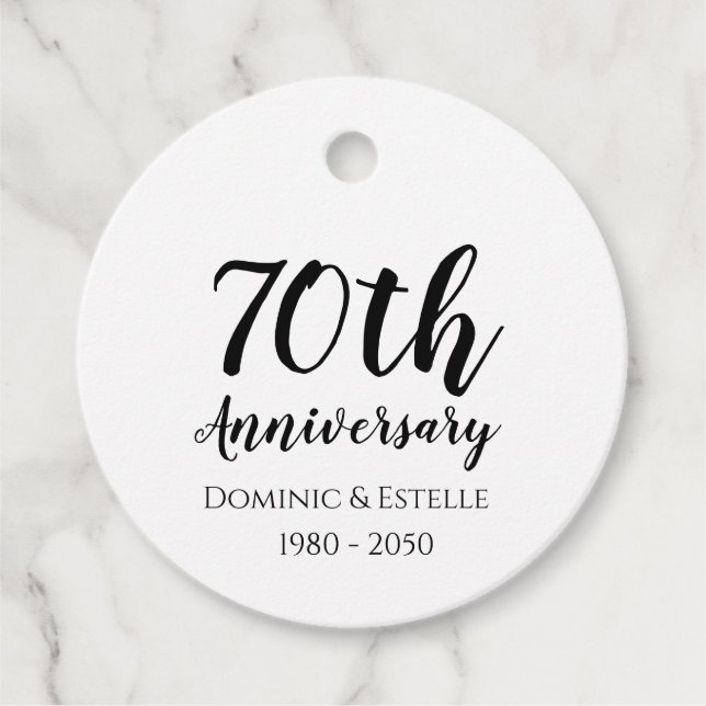 Cadeau Étiquettes de faveur de 70e anniversaire (Devant)