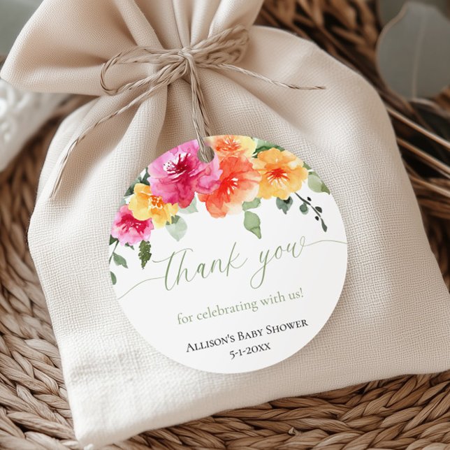 Cadeau Étiquettes de faveur de baby shower avec des pivoi (Créateur téléchargé)