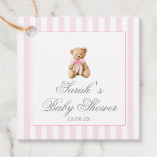 Cadeau Étiquettes de faveur de Baby Shower Ourson à rayur