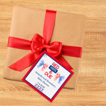 Étiquettes de faveur de Baby Shower Rouge Blanc et