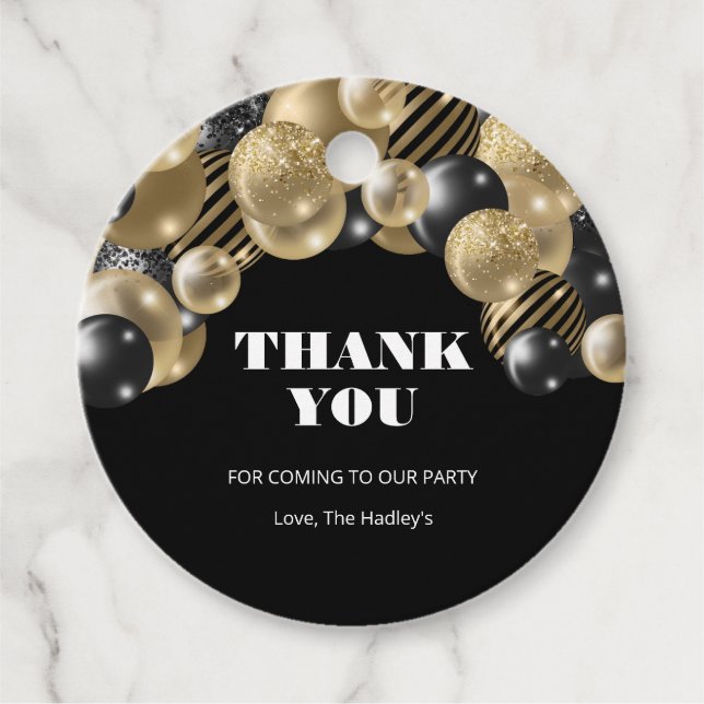 Cadeau Étiquettes de faveur de ballons pailletés or (Devant)