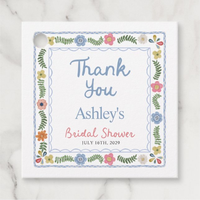 Cadeau Étiquettes de faveur de douche de mariée (Devant)